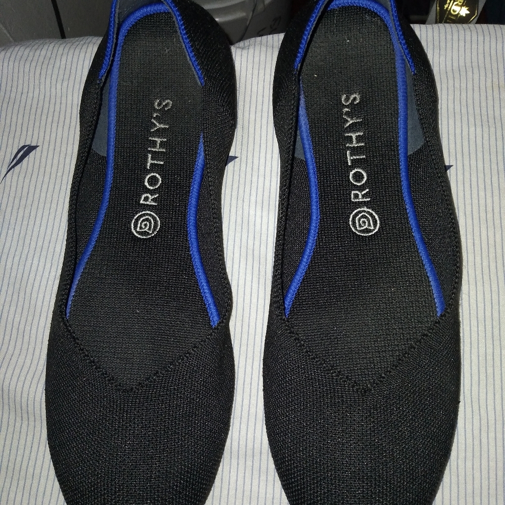 ROTHYS Flat martini blue navy ballet flats round toe slip on
